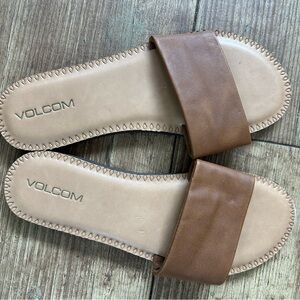 Volcom brown slip on sandals